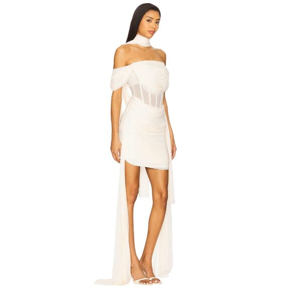 Deme by Gabriella Marianna Dress in Off White Small New Womens Scarf Mini - Picture 3 of 15